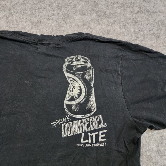 Dom Rebel Machina 1982 Mens S Small Black Distressed Double Side Graphic T Shirt - Picture 13 of 14